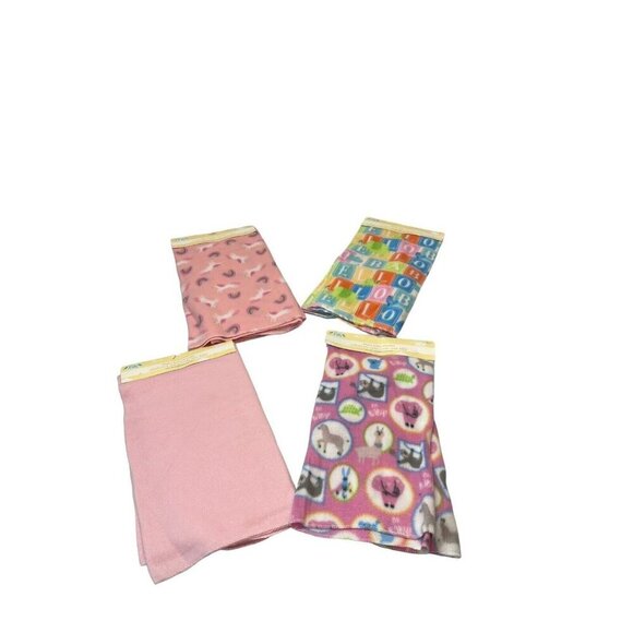 Lot Of 4 Angel of Mine 30 x 30 Fleece Baby Blankets Pink And Multicolor - Picture 1 of 3
